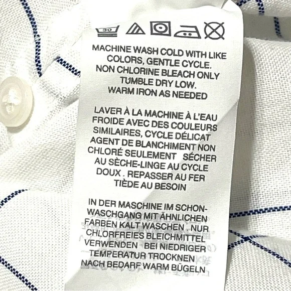 Madewell Woman White Blue Stripe Short Sleeve Button Down Shirt Size M - Picture 12 of 13